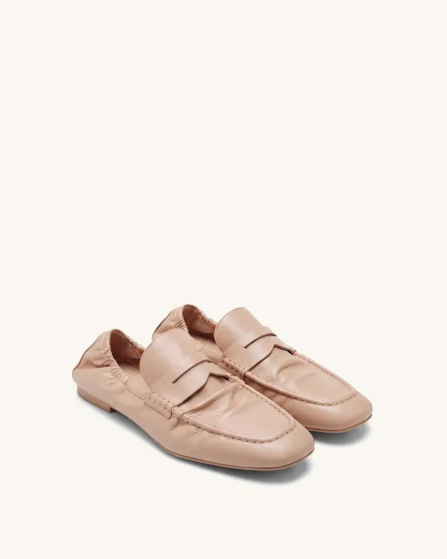 Rowan Pleated Flat Loafers - Khaki made by JW PEI