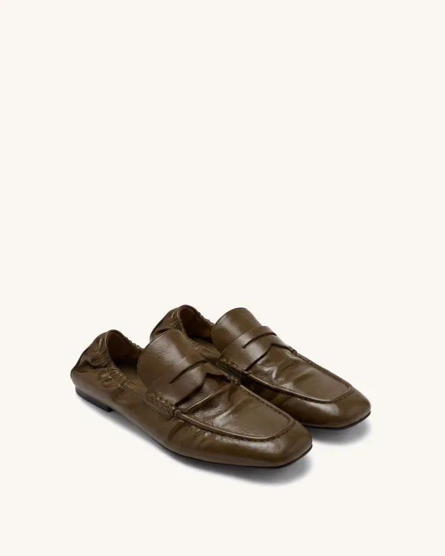 Rowan Pleated Flat Loafers - Brown made by JW PEI