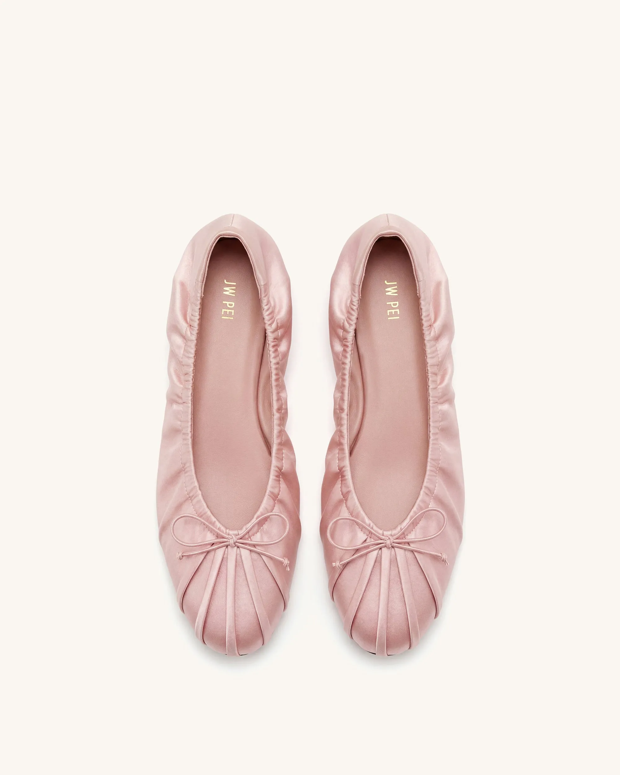 Elara Ruched Drawstring Satin Ballet Flats - Pink sold by JW PEI product image thumbnail 2