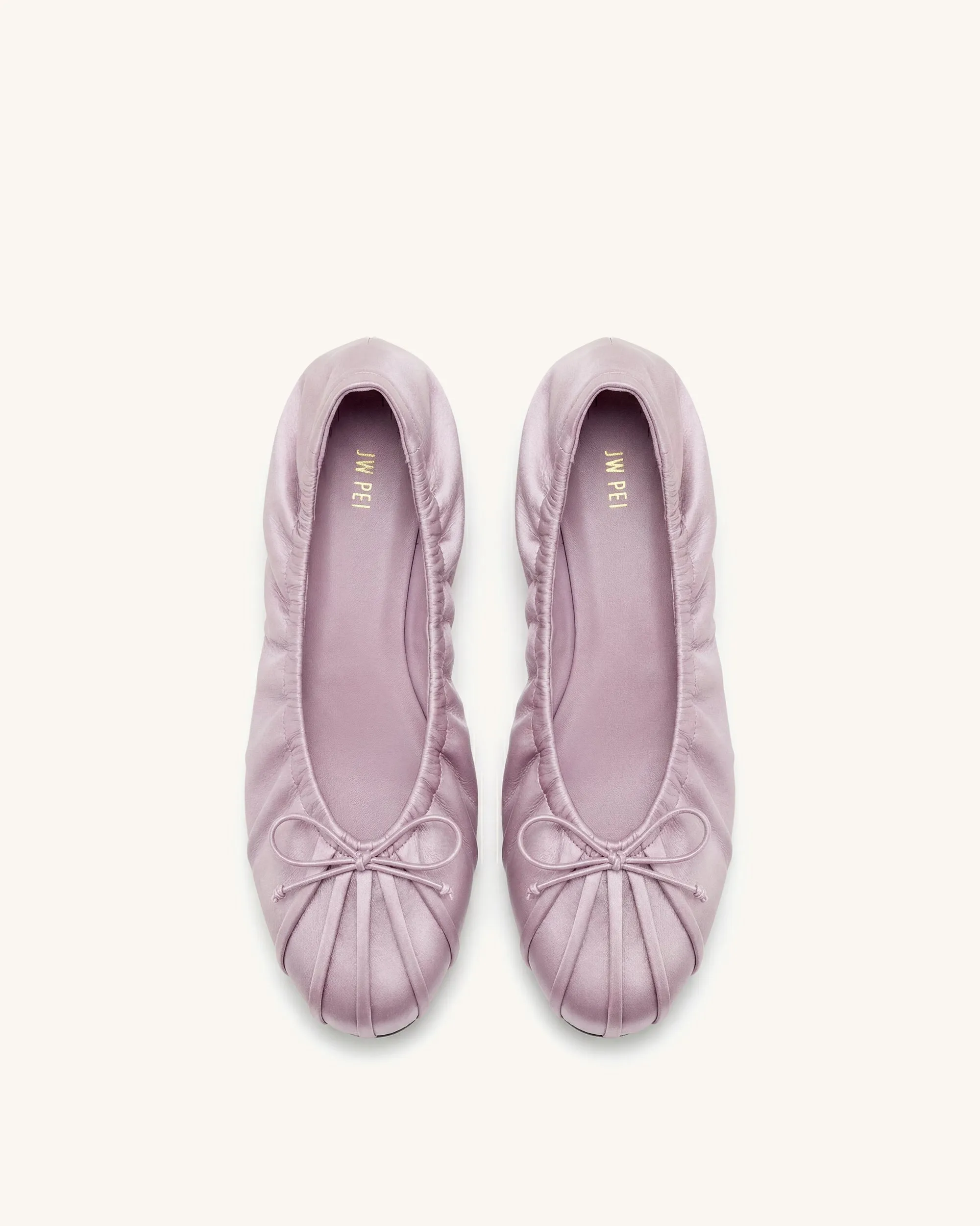 Elara Ruched Drawstring Satin Ballet Flats - Purple sold by JW PEI product image thumbnail 2