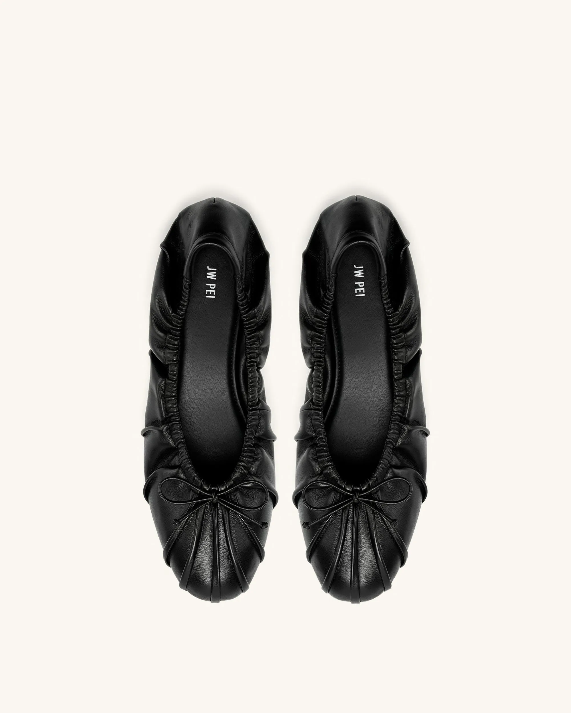 Elara Ruched Drawstring Ballet Flats - Black sold by JW PEI product image thumbnail 2
