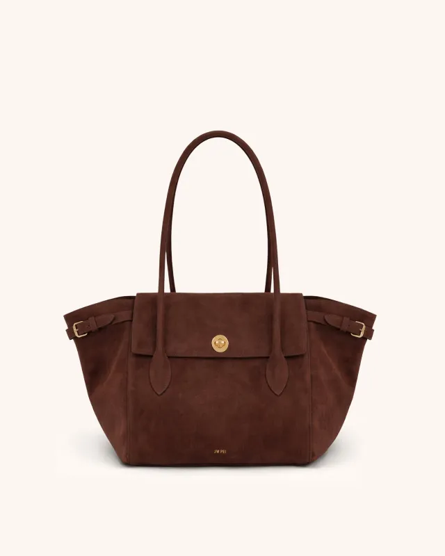 Nia Faux Suede Tote Bag - Brown made by JW PEI