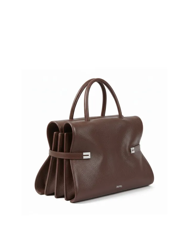 Mia Structured Top Handle Bag - Brown made by JW PEI