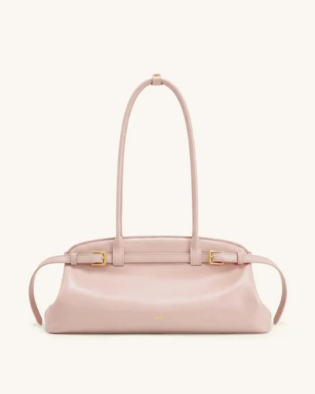 Arden Belt Detail East-West Shoulder Bag - Blush Pink made by JW PEI