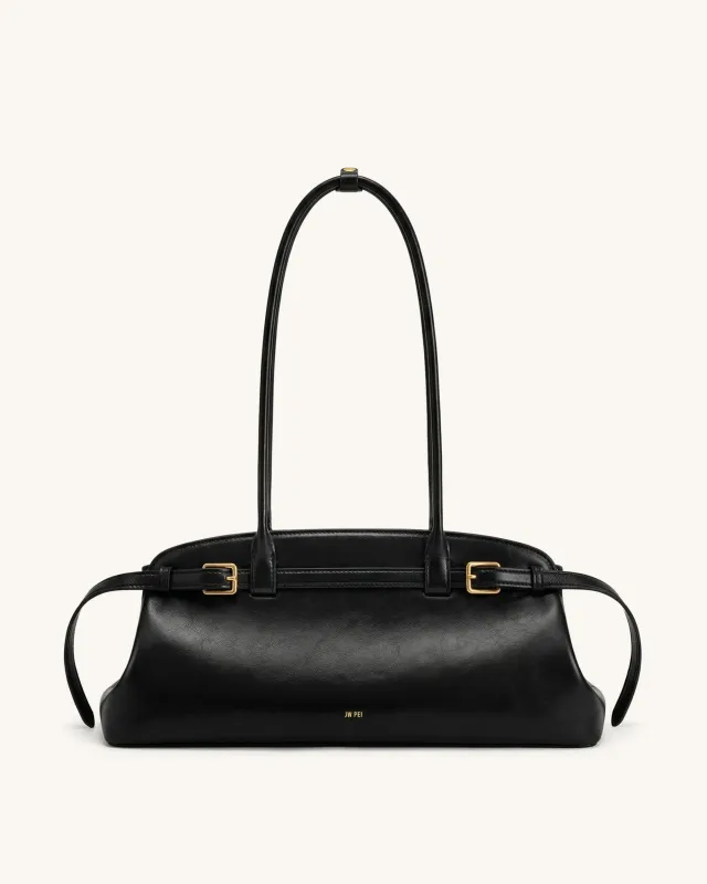 Arden Belt Detail East-West Shoulder Bag - Black made by JW PEI