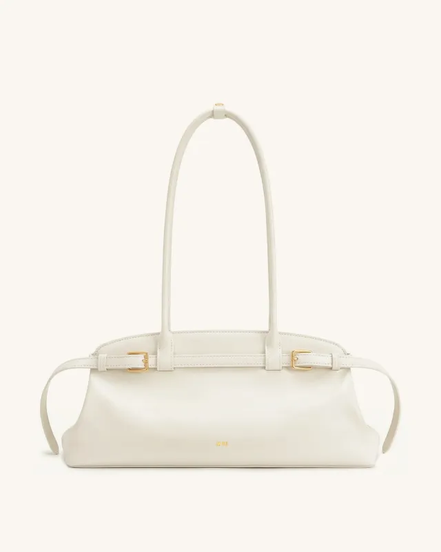 Arden Belt Detail East-West Shoulder Bag - Ivory made by JW PEI
