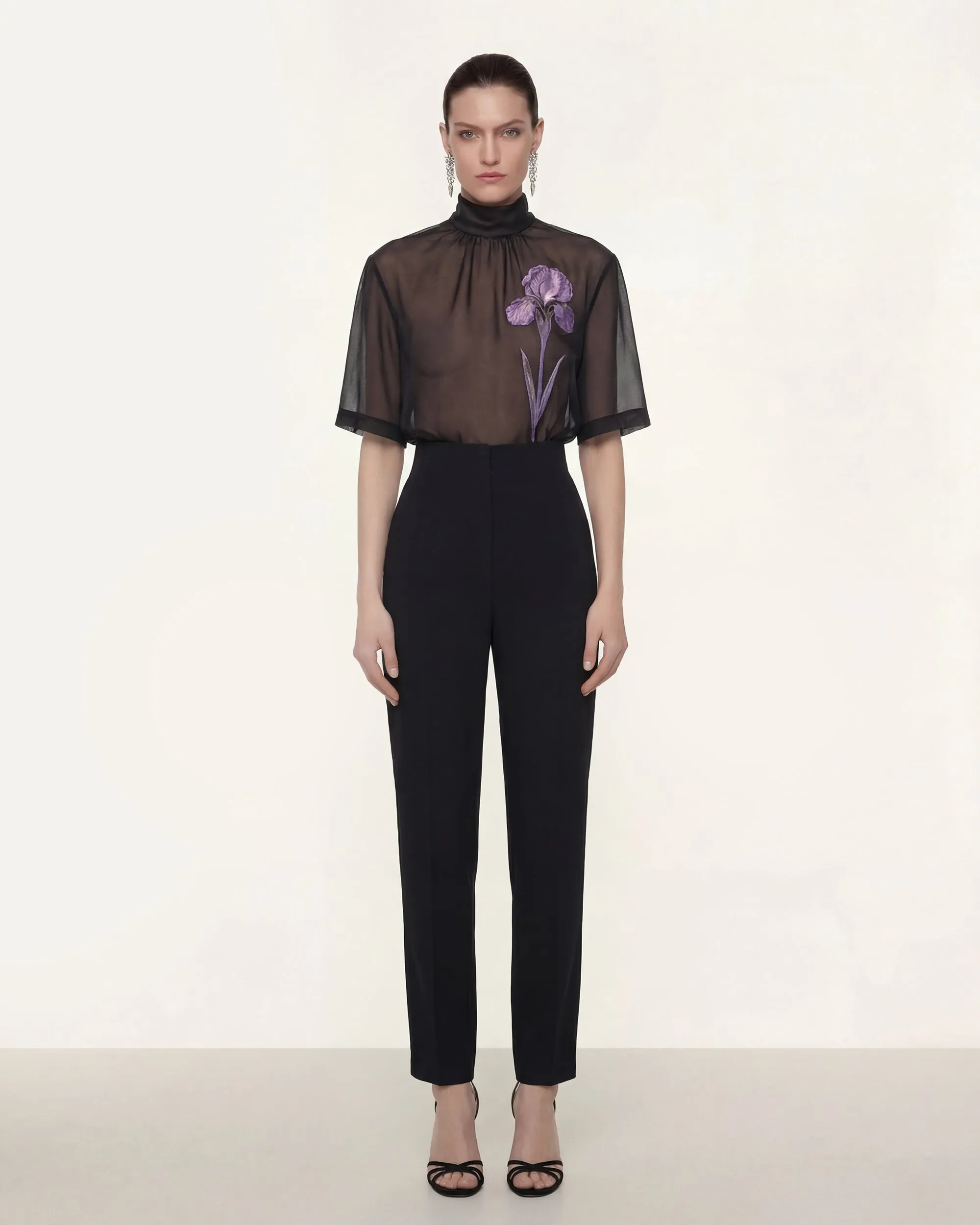 Sheer Floral Print Blouse - Black sold by JW PEI