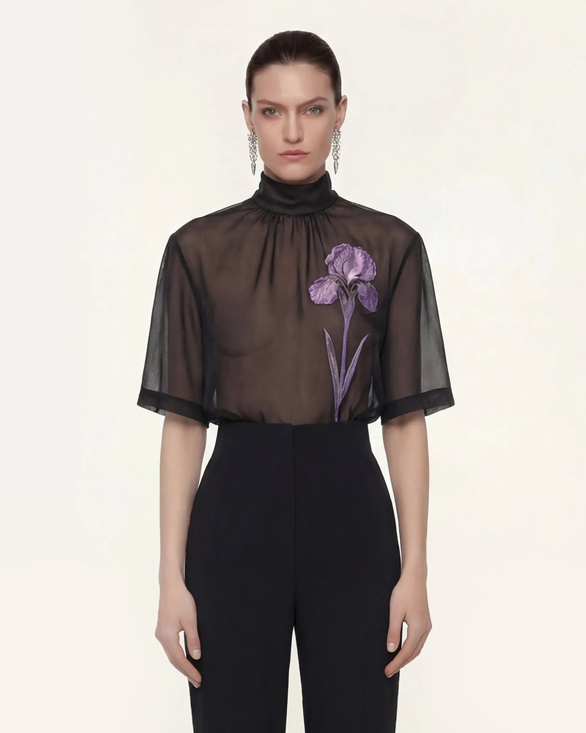 Sheer Floral Print Blouse - Black sold by JW PEI product image thumbnail 2