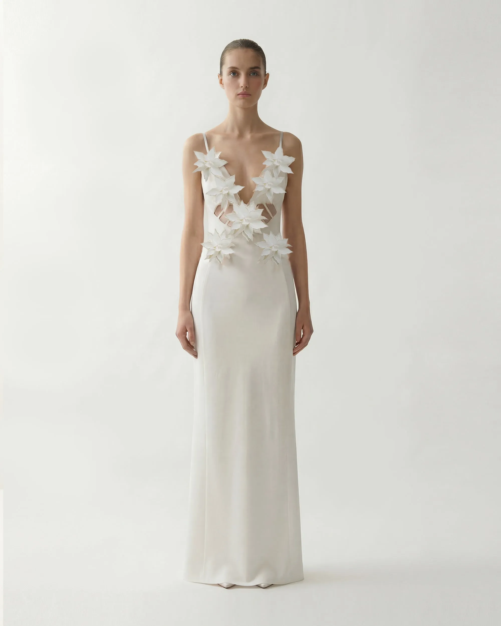 Floral Appliqué Maxi Dress - White sold by JW PEI