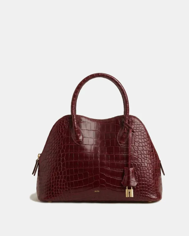 Avery Croc Top Handle Bag - Burgundy made by JW PEI