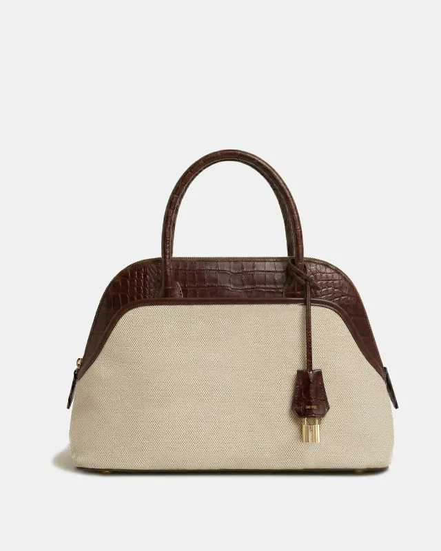 Mia Canvas Frame Top Handle Bag - Neutral made by JW PEI
