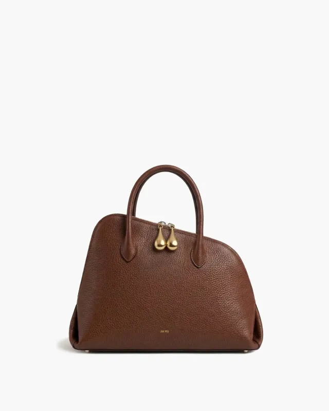 Pebbled Dome Top Handle Bag - Brown made by JW PEI