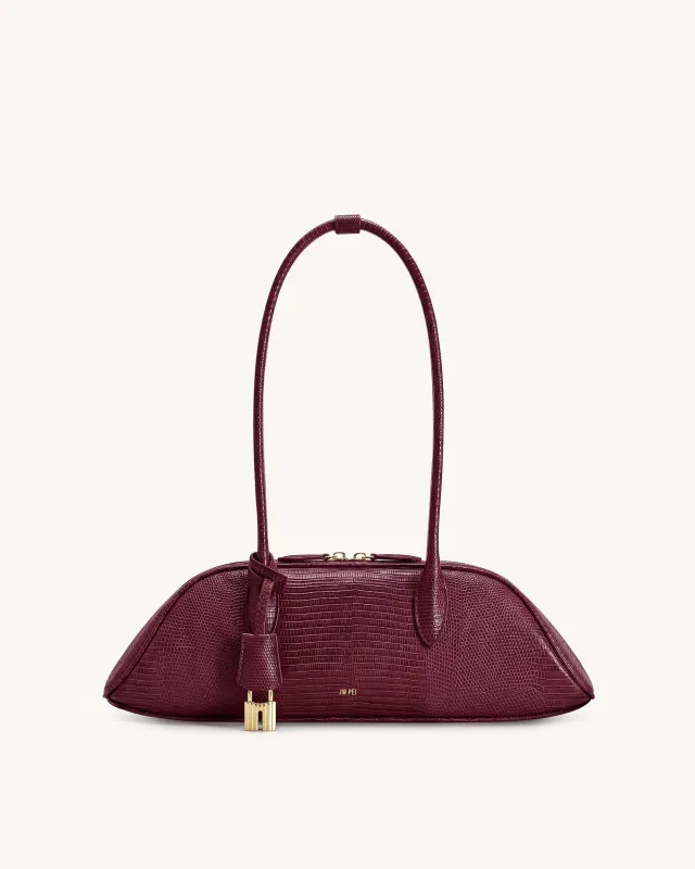 Zora Shoulder Bag - Burgundy Lizard Texture made by JW PEI