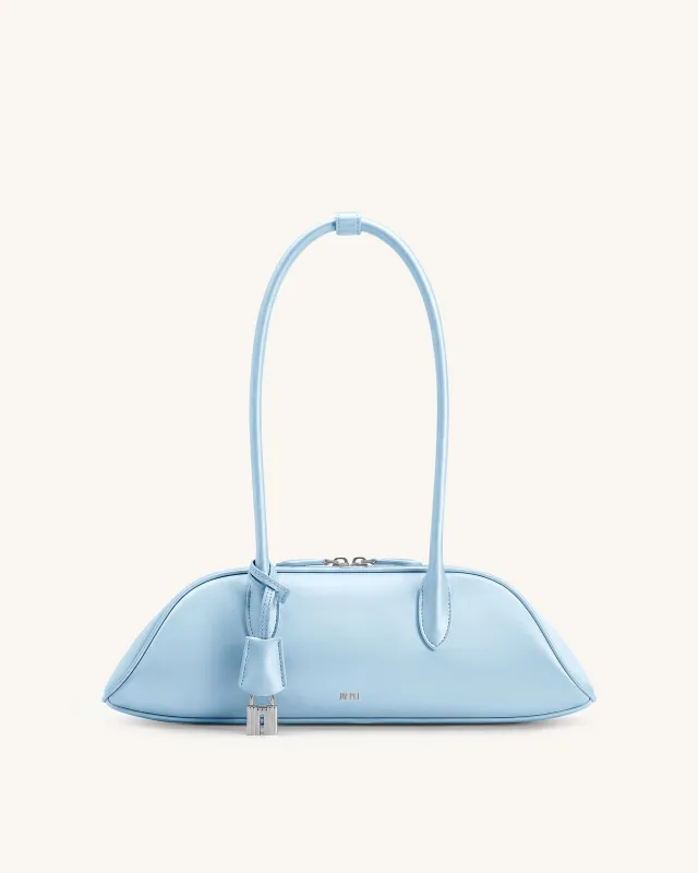 Zora Satin Shoulder Bag - Light Blue made by JW PEI