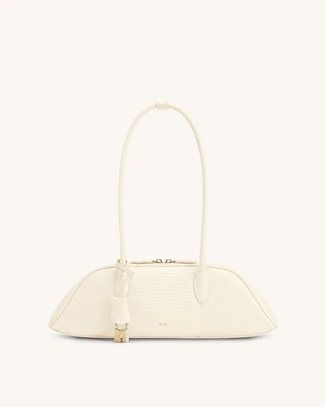 Zora Shoulder Bag - Off White Lizard Texture made by JW PEI
