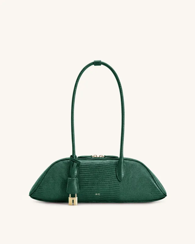 Zora Shoulder Bag - Dark Green Lizard Texture made by JW PEI