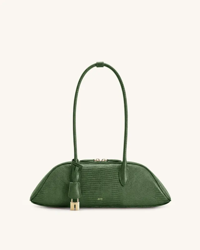 Zora Shoulder Bag - Green Lizard Texture made by JW PEI