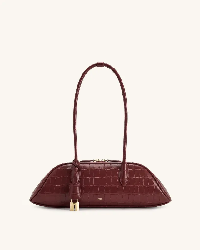 Zora Shoulder Bag - Burgundy Croc made by JW PEI
