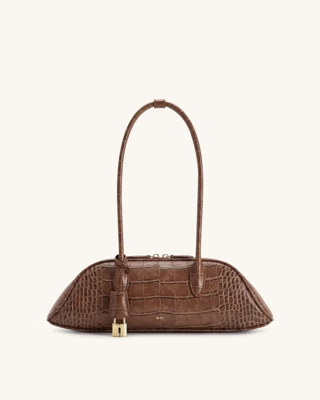 Zora Shoulder Bag - Brown Croc made by JW PEI