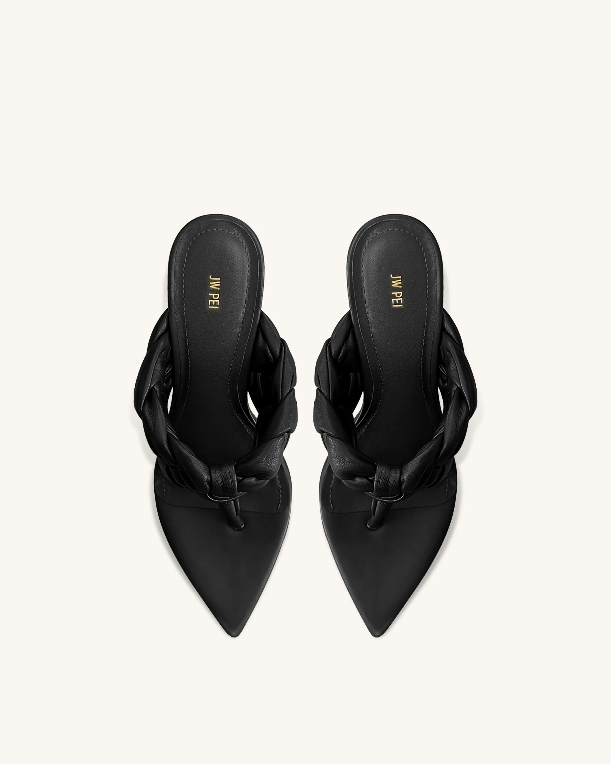 Ellie Braided Orb Heel Thong Mule Heels - Black sold by JW PEI product image thumbnail 3