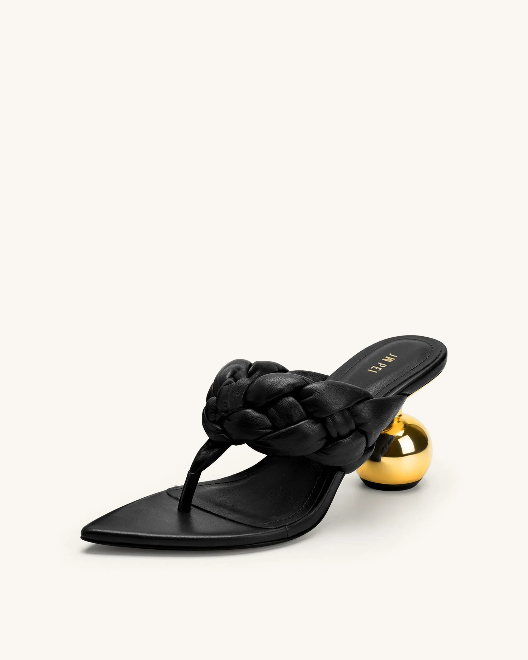 Ellie Braided Orb Heel Thong Mule Heels - Black sold by JW PEI product image thumbnail 4