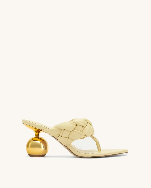 Ellie Braided Orb Heel Thong Mule Heels - Yellow made by JW PEI