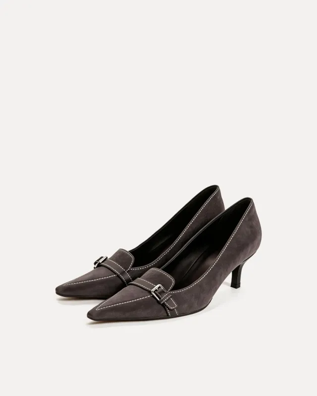 Fiona Buckle Detail Pumps – Grey made by JW PEI