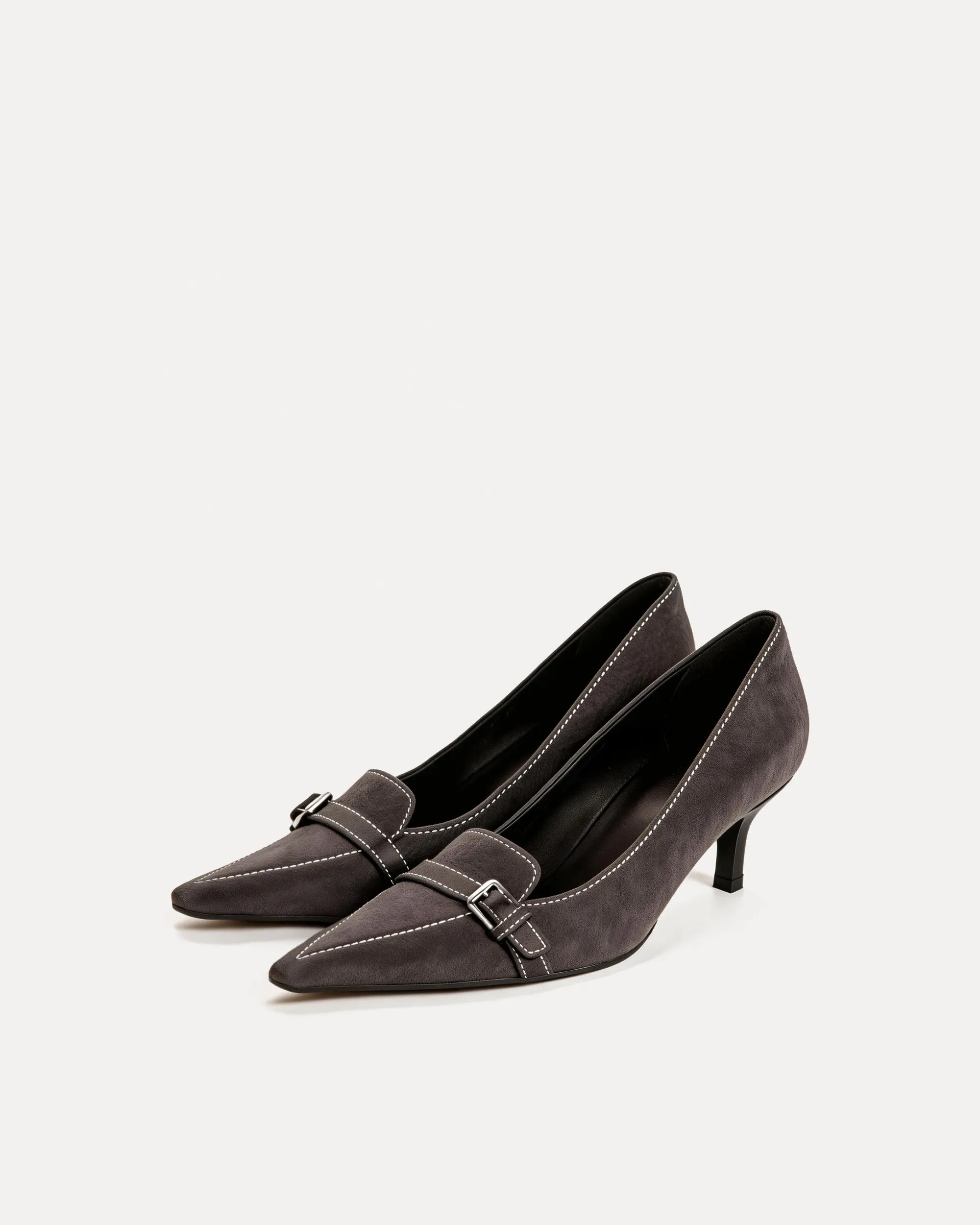 Fiona Buckle Detail Pumps – Grey sold by JW PEI