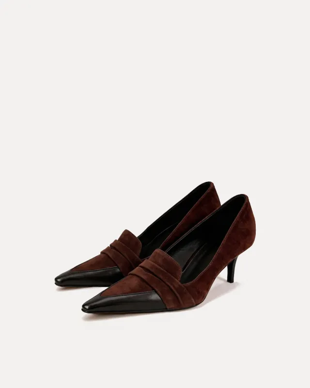 Hailey Suede Panel Pumps – Brown made by JW PEI