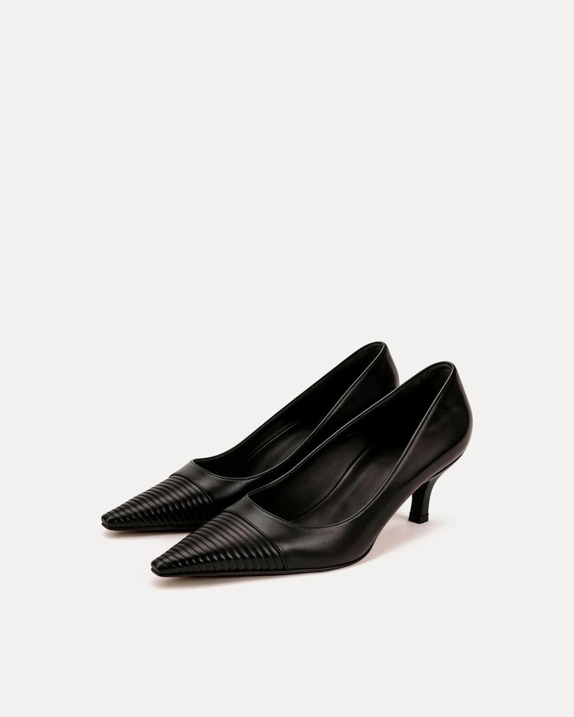 Ruby Ribbed Pointed Pumps – Black sold by JW PEI