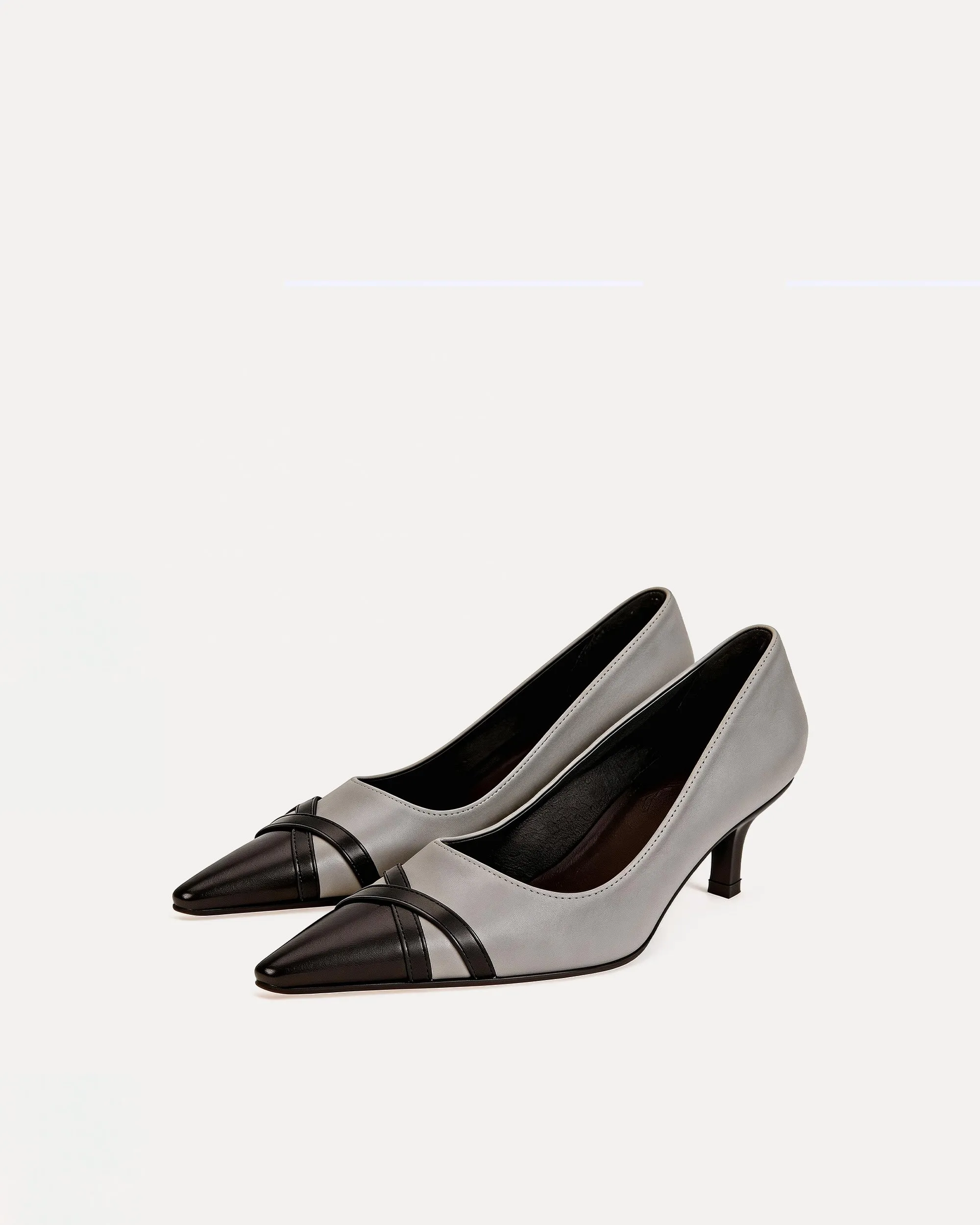 Elena Cap-Toe Pumps – Grey sold by JW PEI