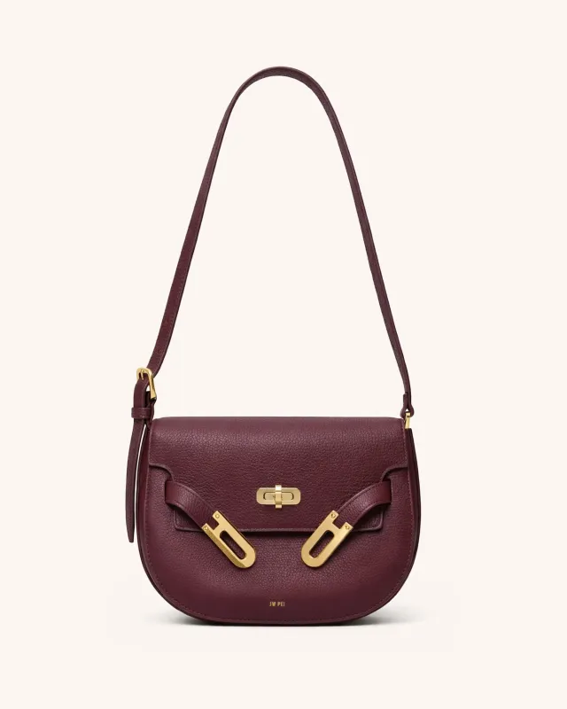 Avery Saddle Shoulder Bag - Burgundy made by JW PEI