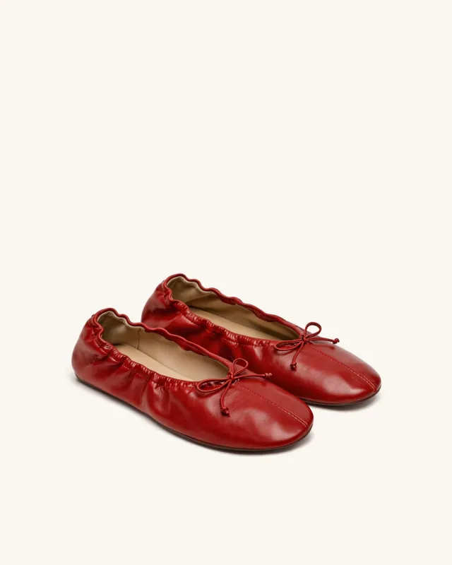 Luna Gathered Ballet Flats – Red made by JW PEI