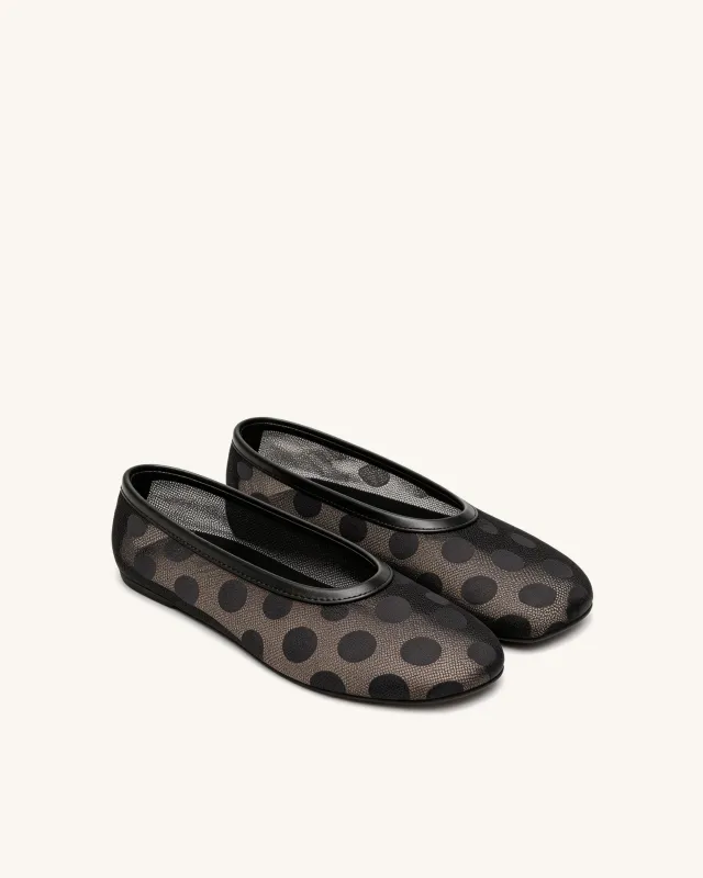 Ava Polka Dot Flats – Black made by JW PEI