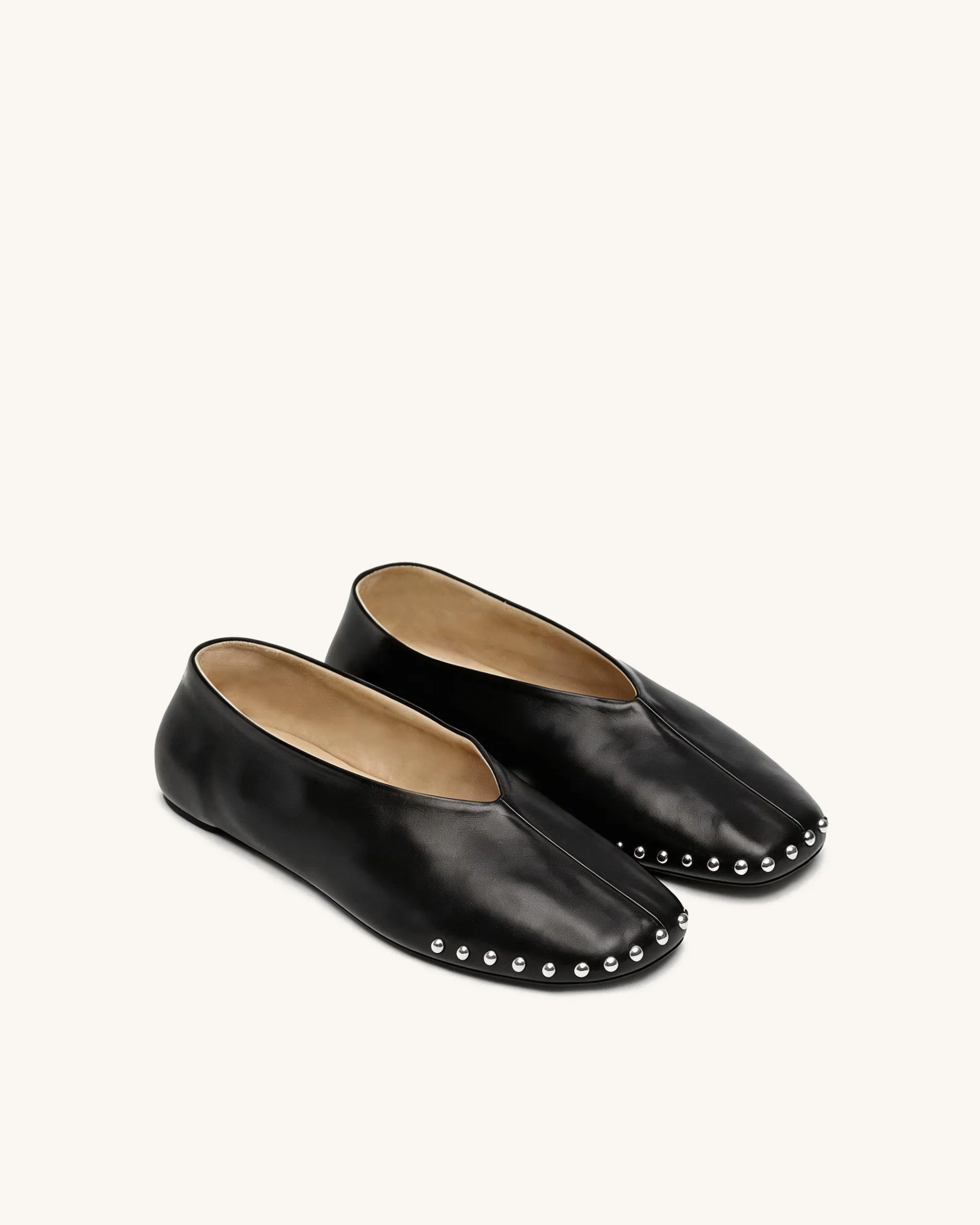 Lila Studded Flats – Black sold by JW PEI
