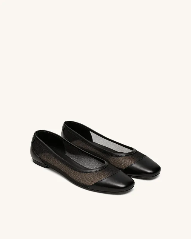 Daisy Mesh Flats – Black made by JW PEI