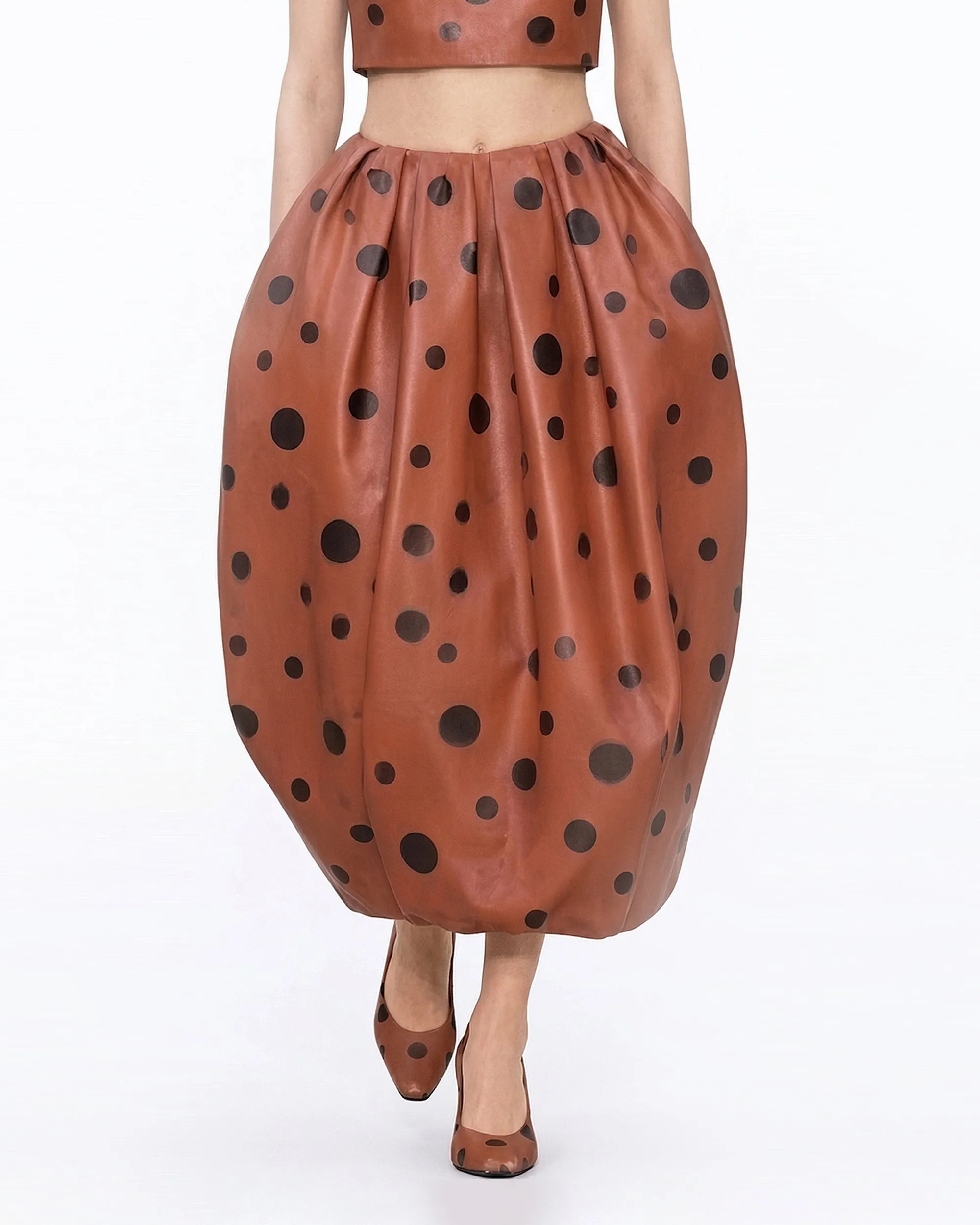 Polka Dot Balloon Skirt - Deep Orange/Black sold by JW PEI product image thumbnail 2