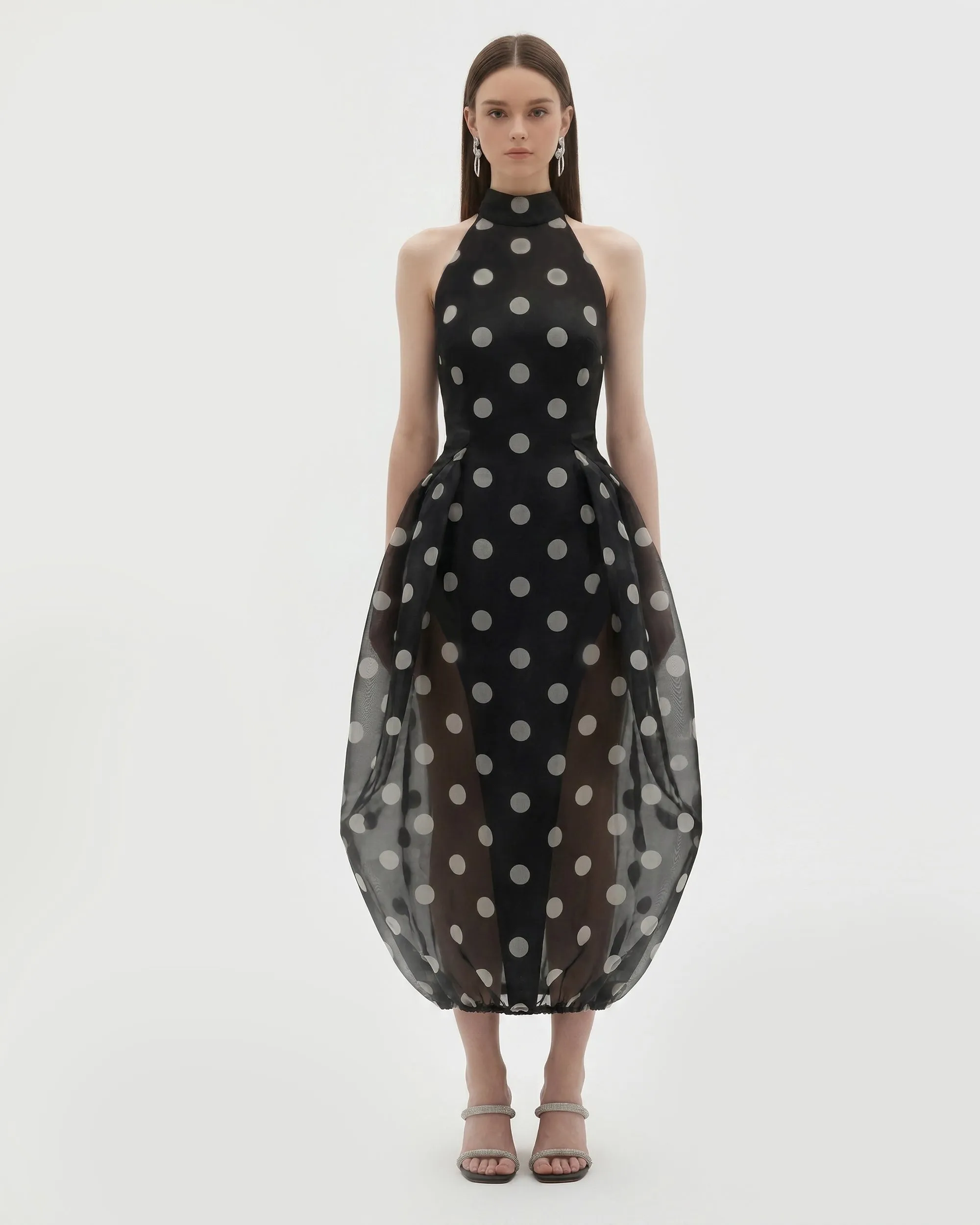Polka Dot Halter Neck Dress - Black sold by JW PEI