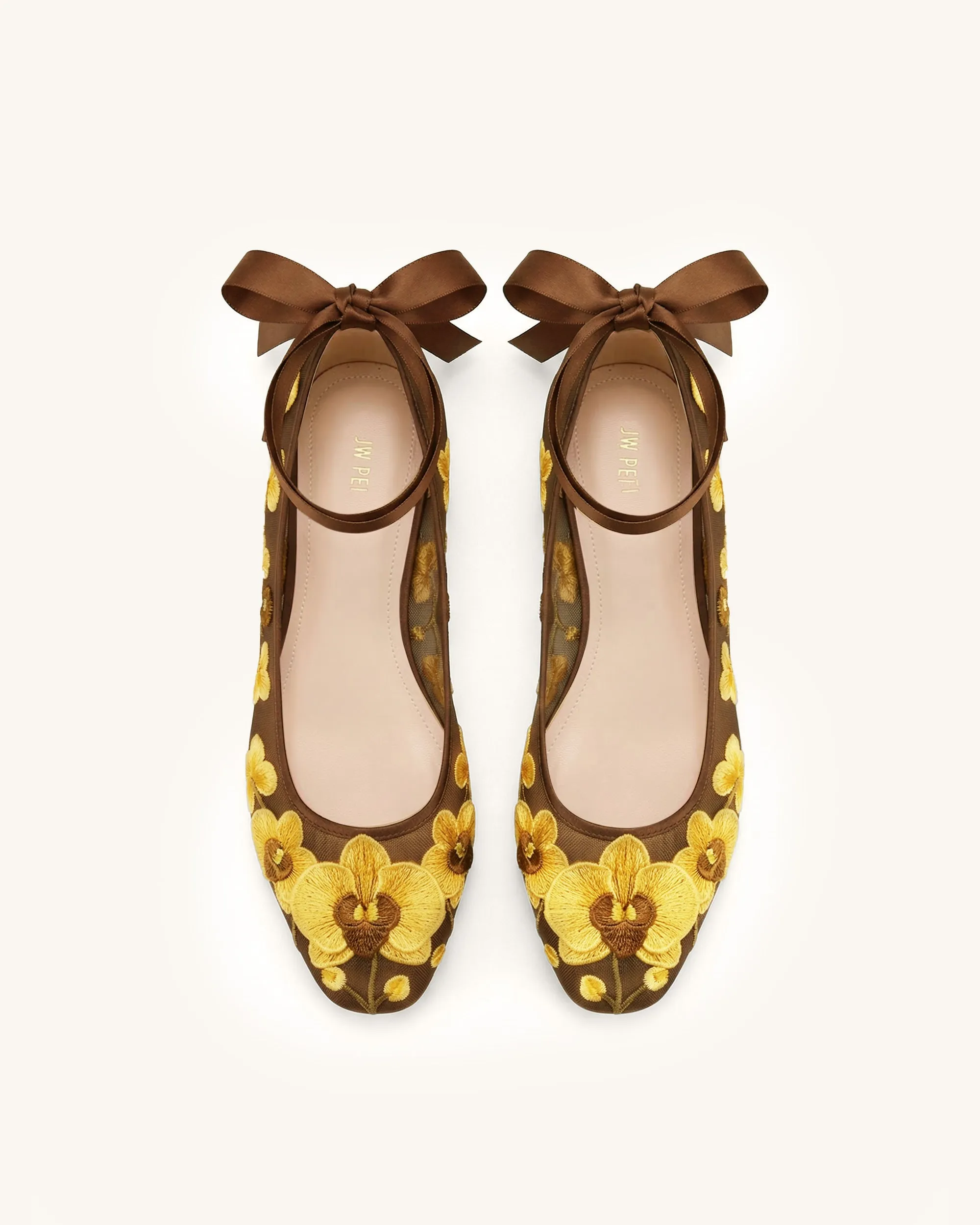 Emily Floral Ballerina Flats - Brown sold by JW PEI product image thumbnail 3