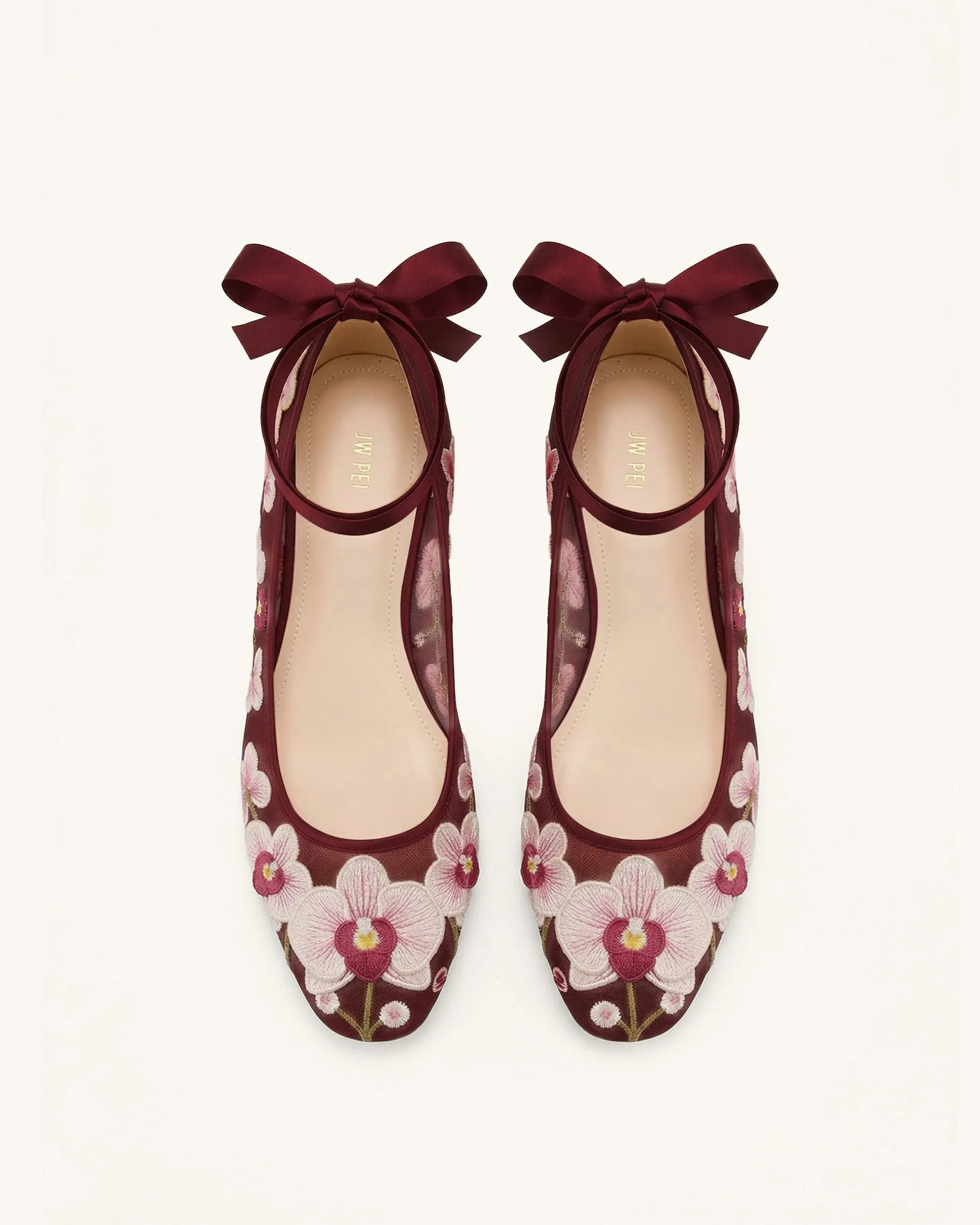 Emily Floral Ballerina Flats - Burgundy sold by JW PEI product image thumbnail 3