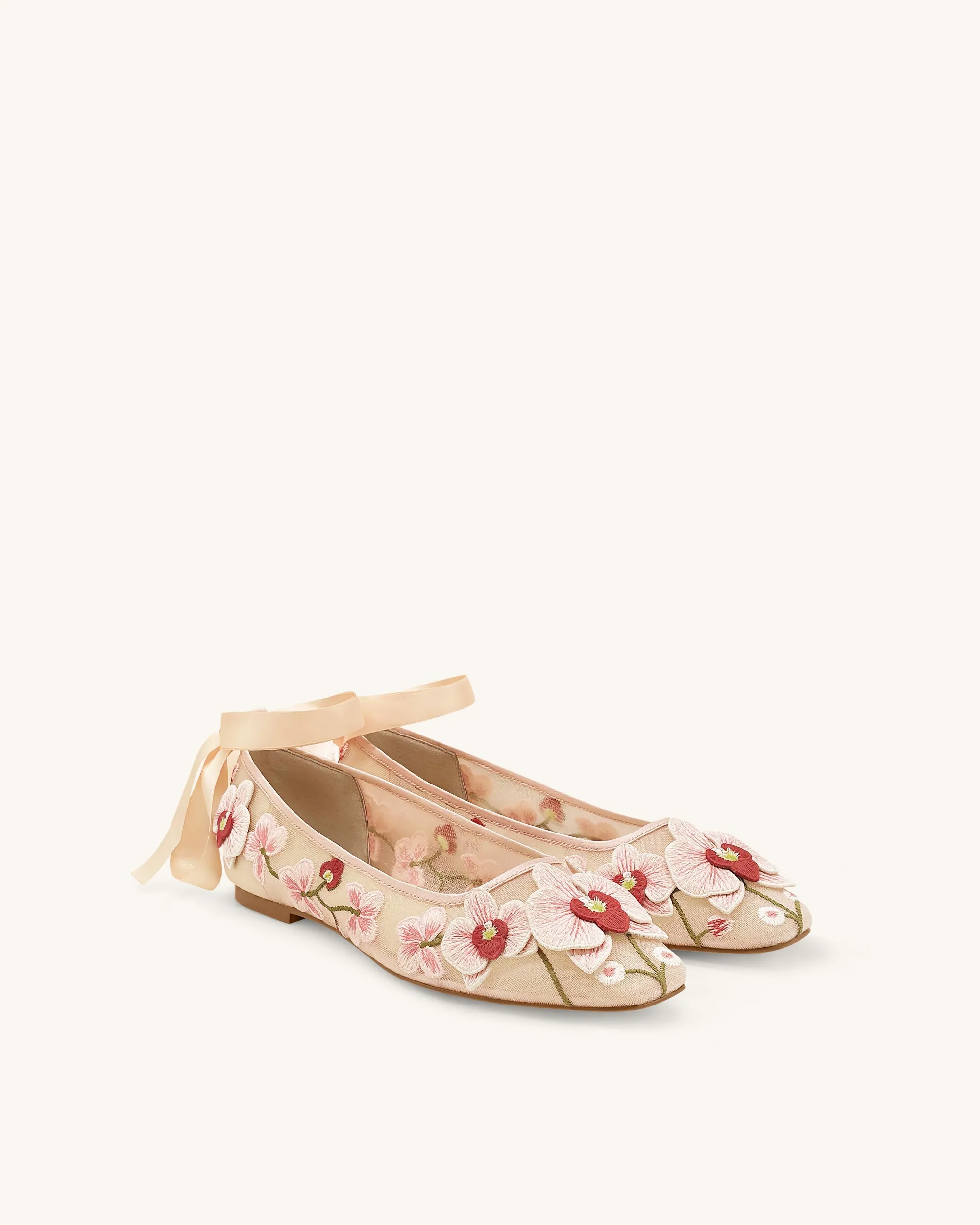Emily Floral Ballerina Flats - Orange sold by JW PEI