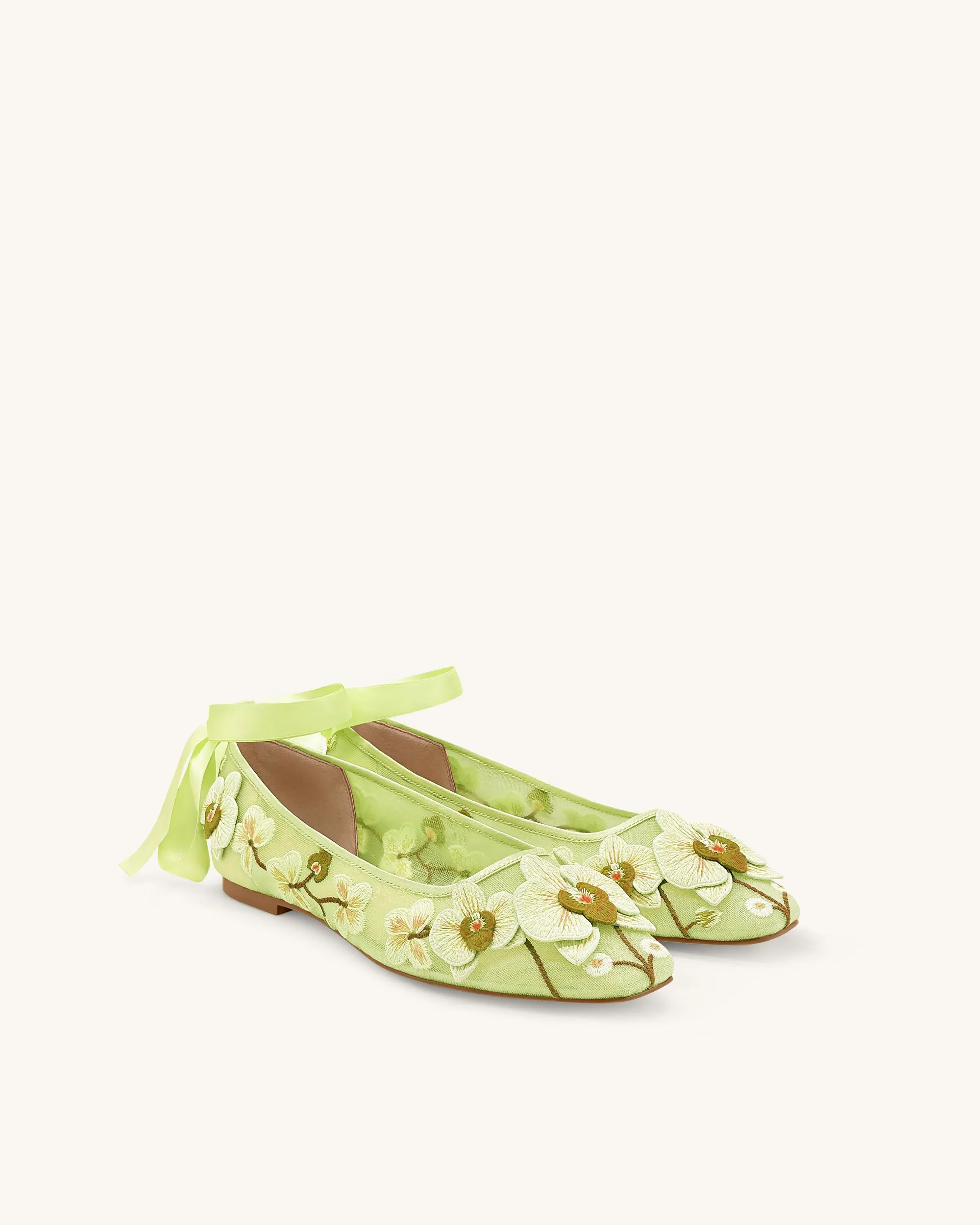 Emily Floral Ballerina Flats - Chartreuse sold by JW PEI