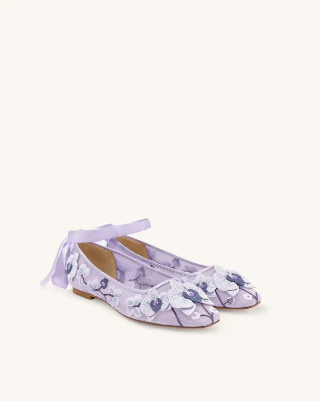 Emily Floral Ballerina Flats - Purple made by JW PEI