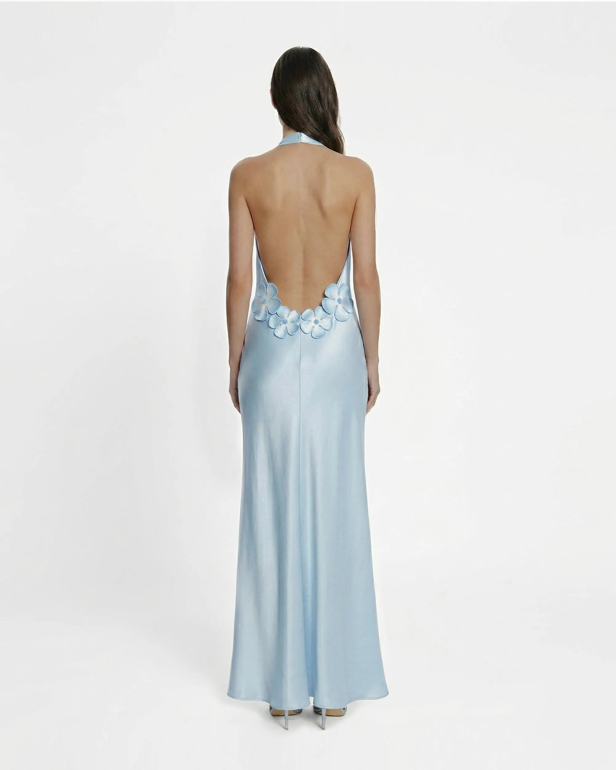 Floral Appliqué Halter Maxi Dress - Light Blue sold by JW PEI product image thumbnail 2