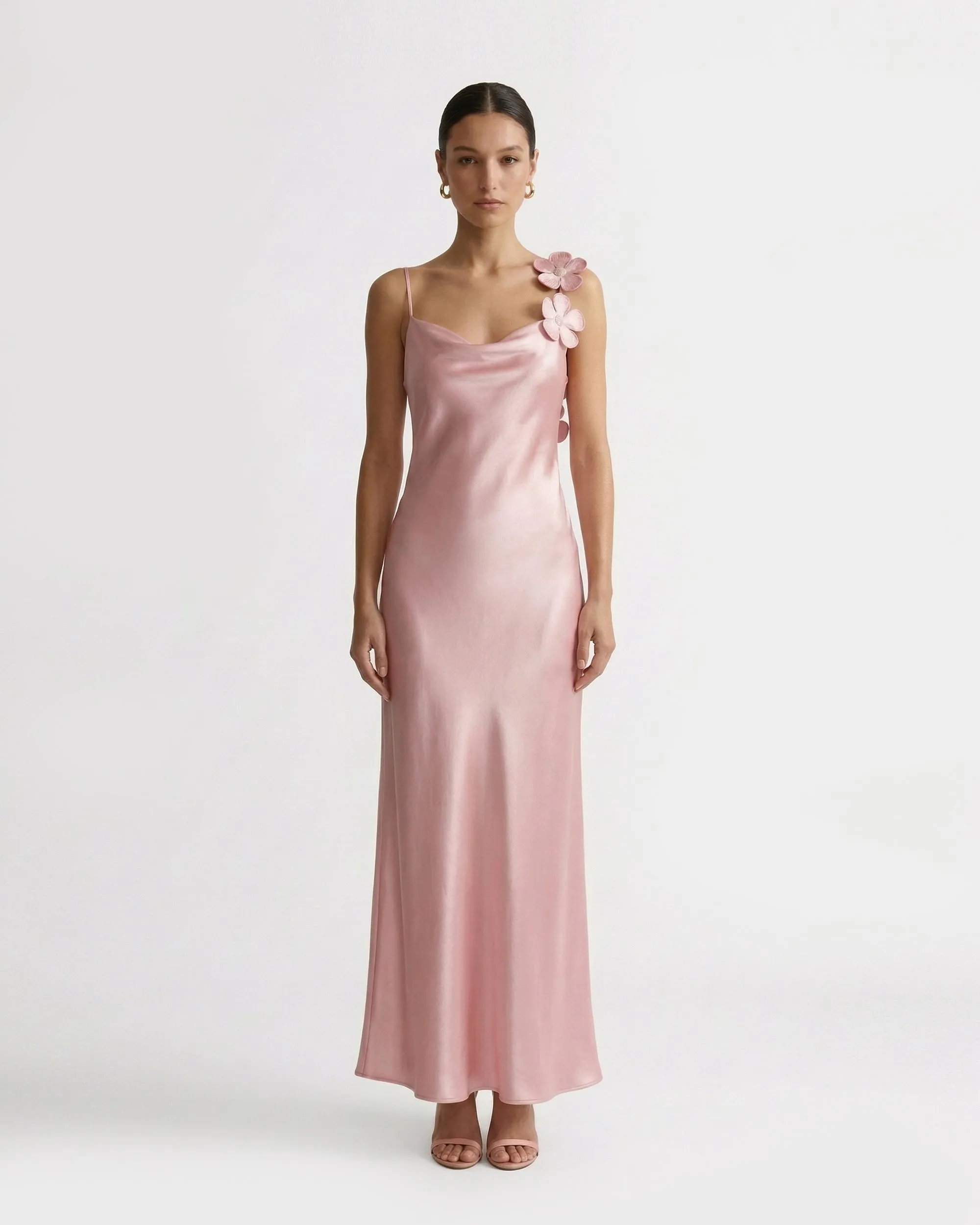 Floral Appliqué Satin Dress - Light Pink sold by JW PEI product image thumbnail 2