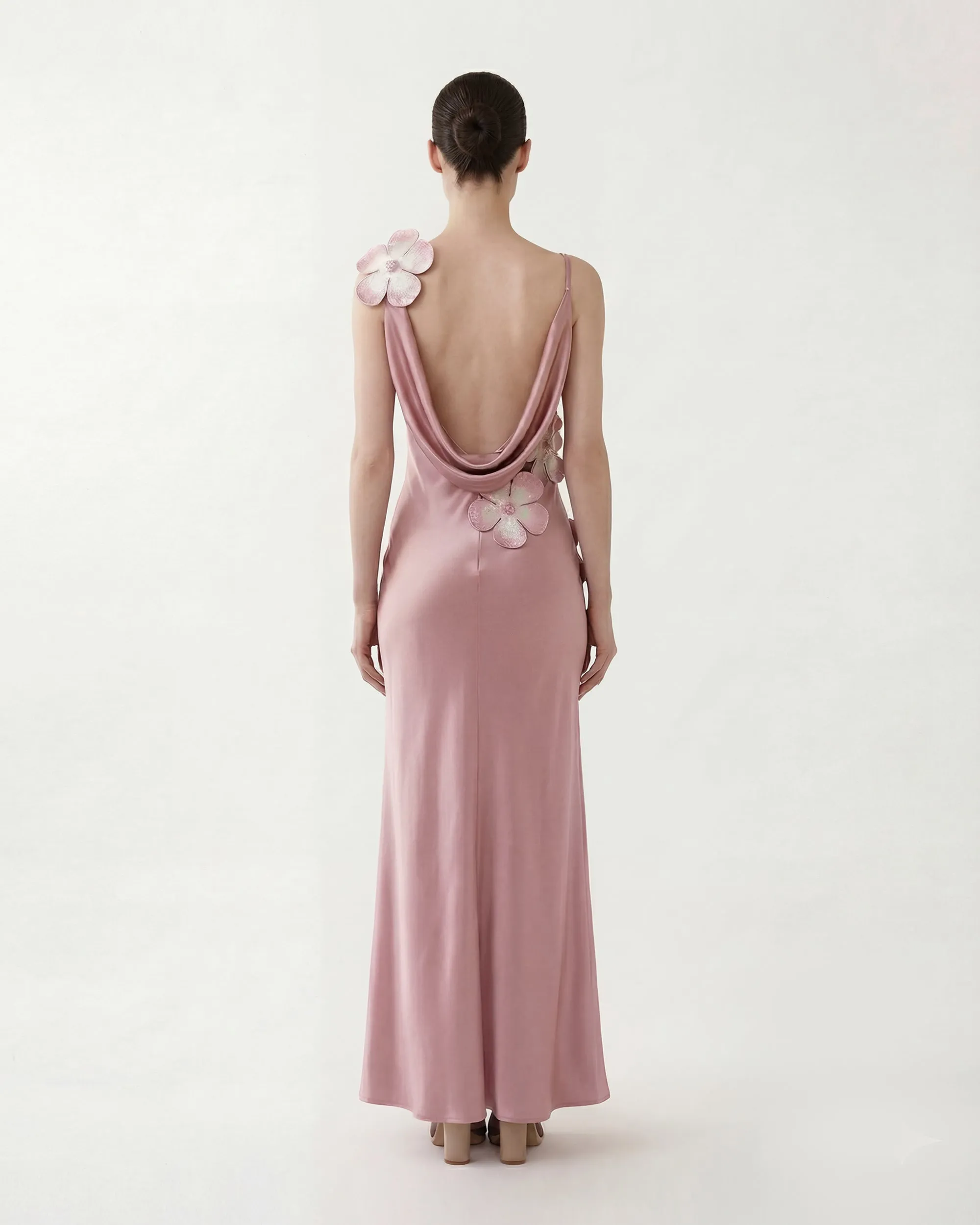 Floral Appliqué Satin Maxi Dress - Pink sold by JW PEI product image thumbnail 2
