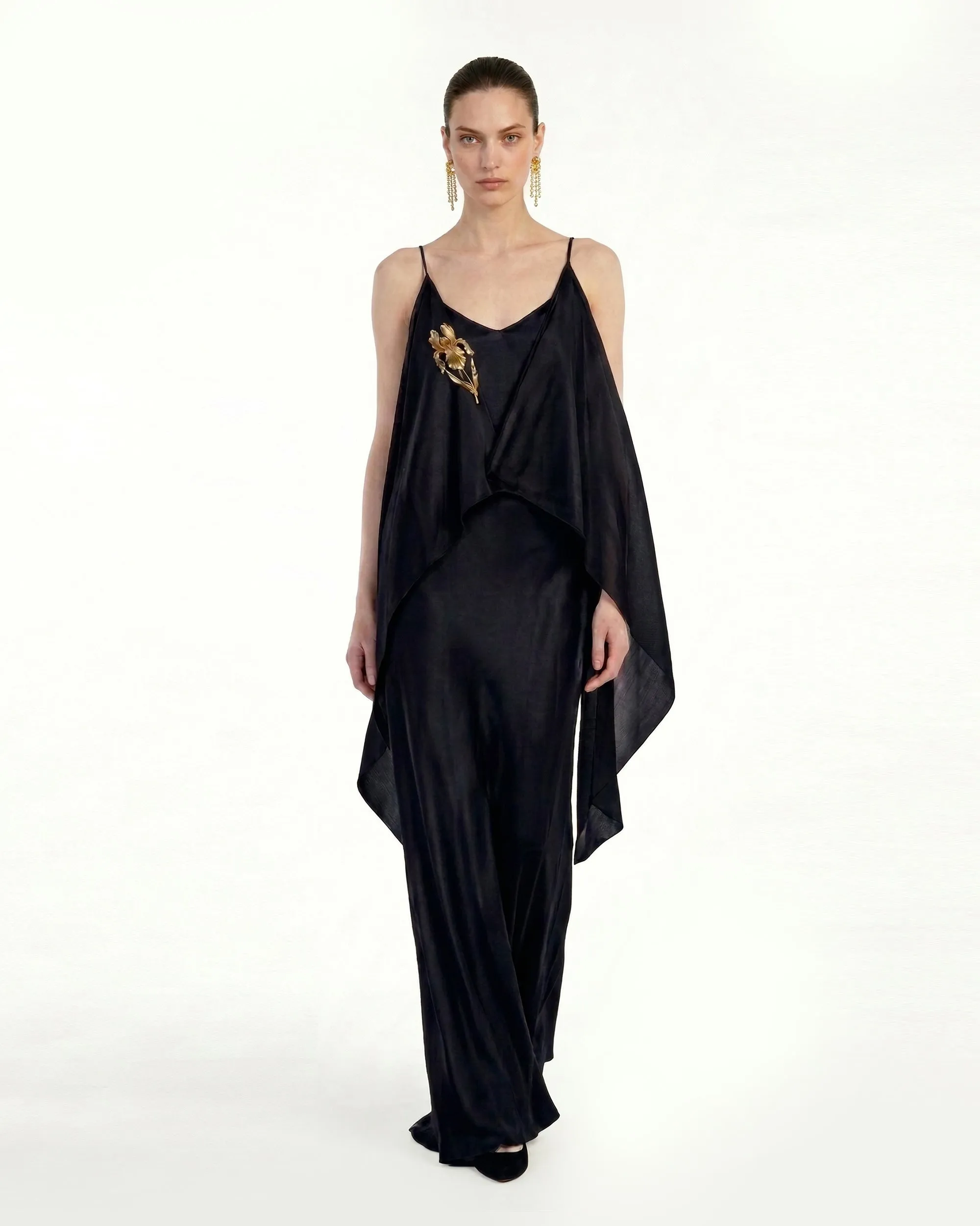 Embellished Satin Maxi Dress - Black sold by JW PEI
