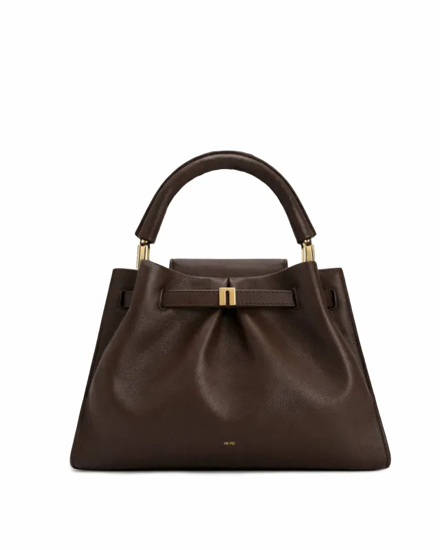 Mia Ruched Top Handle Bag - Brown made by JW PEI