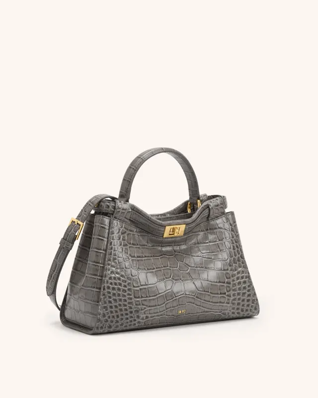 Dana Top Handle Bag - Grey Croc made by JW PEI