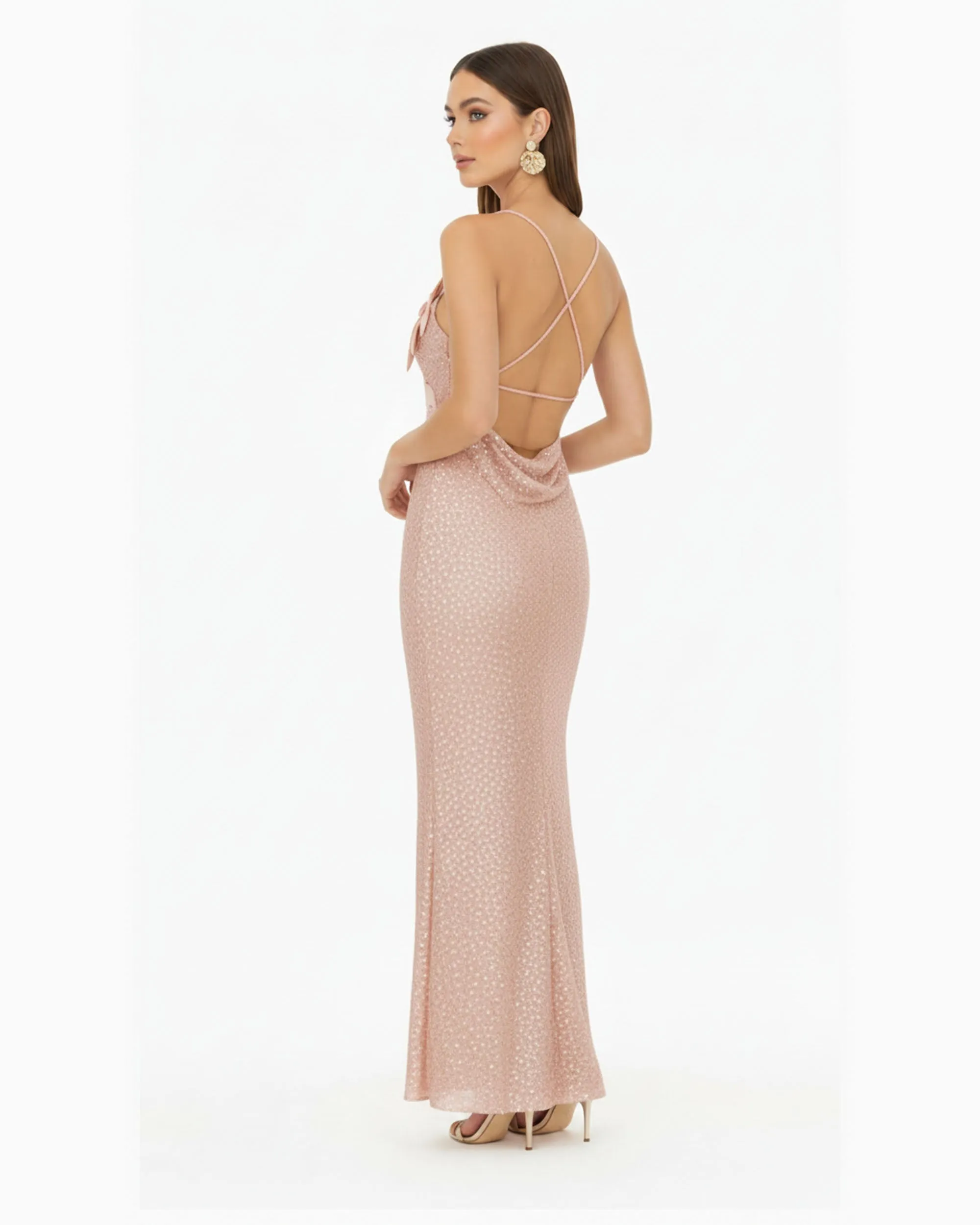 Araminta Sequined Gown with Floral Details - Blush Pink sold by JW PEI product image thumbnail 2